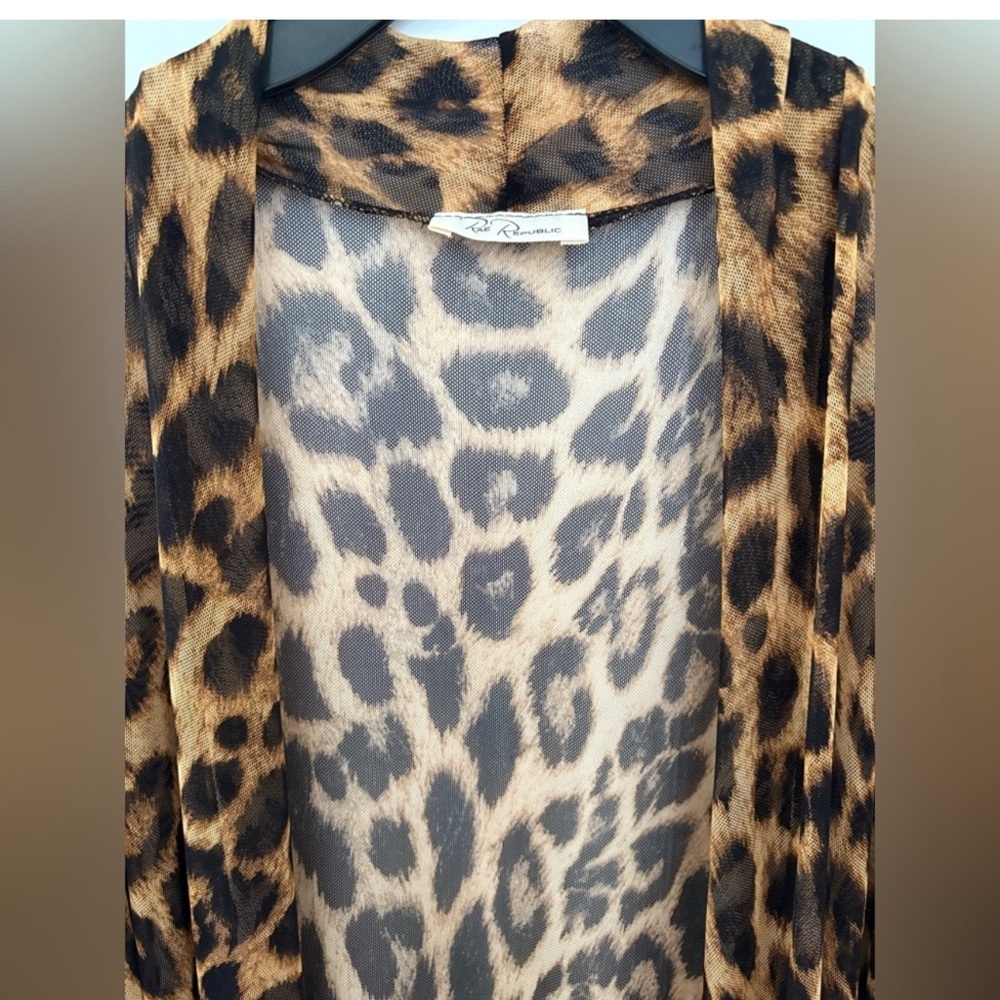 NWT Rae Republic Leopard Print Open Front Cardigan Women’s Size Large - Picture 2 of 8